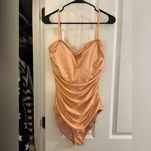 J. Crew Peach Ruched One-Piece Swimsuit